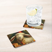 Dessous-de-verre Carré En Papier Chèvre de Noël 3 (En situation)