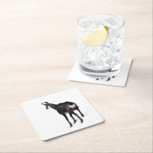 Dessous-de-verre Carré En Papier Chèvre montagneuse minimaliste chamois alpin sur n