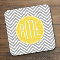 Chevrons gris et jaune Monogramme personnalisé