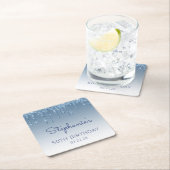 Dessous-de-verre Carré En Papier Chic Blue Parties scintillant Drip 50th Birthday P (En situation)