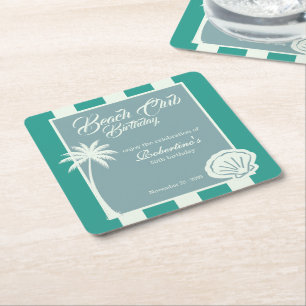 Dessous-de-verre Carré En Papier Chic Coastal Stripe Beach Club 50e Anniversaire