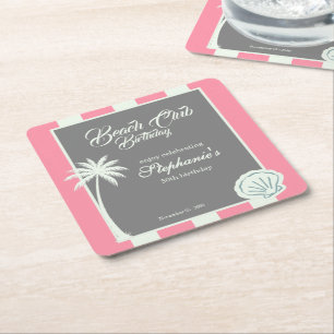 Dessous-de-verre Carré En Papier Chic Coastal Stripe Beach Club 50e Anniversaire