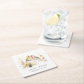 Dessous-de-verre Carré En Papier Chic Wild Botanical Aquarelle Inséparables Mariage (En situation)