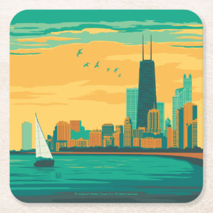 Dessous-de-verre Carré En Papier Chicago, IL - Profitez du bord de mer