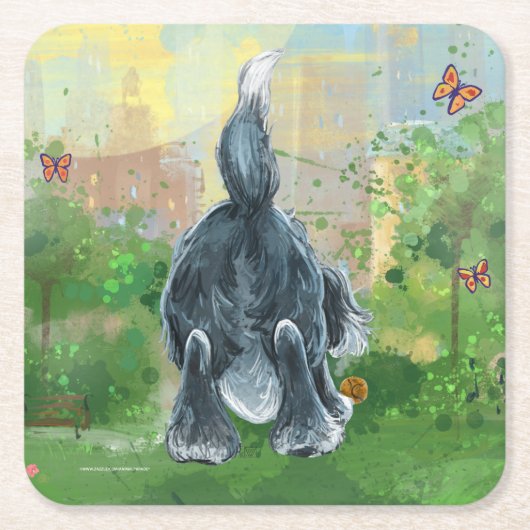 Dessous-de-verre Carré En Papier Chien à mouton escarpé (Devant)