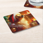 Dessous-de-verre Carré En Papier Chien de Noël 1 (Incliné)