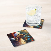 Dessous-de-verre Carré En Papier Chien de Noël 3 (En situation)