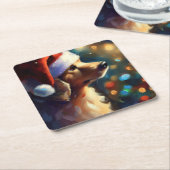 Dessous-de-verre Carré En Papier Chien de Noël 3 (Incliné)