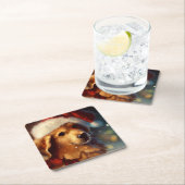 Dessous-de-verre Carré En Papier Chien de Noël 4 (En situation)