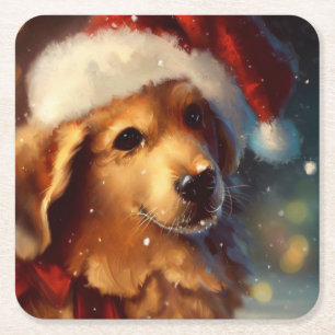 Dessous-de-verre Carré En Papier Chien de Noël 4