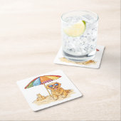 Dessous-de-verre Carré En Papier Chien de plage Golden Retriever (En situation)