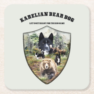 Dessous-de-verre Carré En Papier Chien d'ours karélien