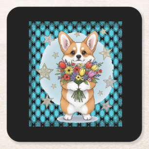 Dessous-de-verre Carré En Papier chien mignon