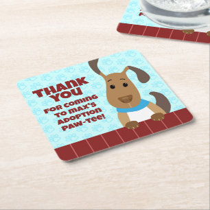 Dessous-de-verre Carré En Papier Chien mignon sur clôture Pet d'adoption Pawprints