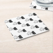 Dessous-de-verre Carré En Papier Chien Silhouette main (Incliné)