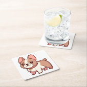 Dessous-de-verre Carré En Papier Chien-taupe français mignon (En situation)