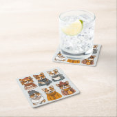 Dessous-de-verre Carré En Papier Chiens de Corgi gallois branchés (En situation)