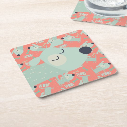 Dessous-de-verre Carré En Papier Chiens et os de Woof (Incliné)