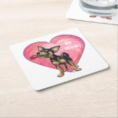 Dessous-de-verre Carré En Papier Chihuahua Saint-Valentin (Incliné)