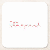 Dessous-de-verre Carré En Papier Chili Capsaicin Formule chimique moléculaire (Devant)