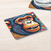 Dessous-de-verre Carré En Papier Chimpanzé fou mignon (Incliné)