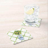 Dessous-de-verre Carré En Papier Chinoiserie Lemon Topiary with Blue Bow (En situation)