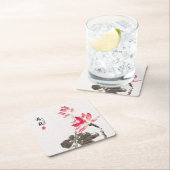 Dessous-de-verre Carré En Papier Chinoiserie Libre Aquarelle Lotus Fleurs (En situation)