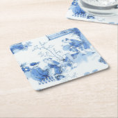 Dessous-de-verre Carré En Papier Chinoiserie Repro Delft Tile Bleue (Incliné)