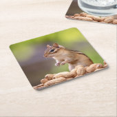 Dessous-de-verre Carré En Papier Chipmunk aux cacahuètes (Incliné)