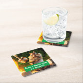 Dessous-de-verre Carré En Papier Chipmunk Mangant Marshmallow (En situation)