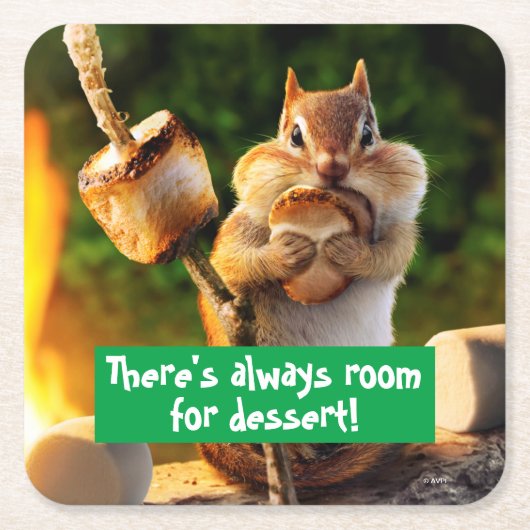 Dessous-de-verre Carré En Papier Chipmunk Mangant Marshmallow (Devant)