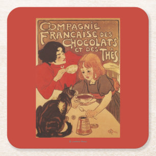 Dessous-de-verre Carré En Papier Chocolat et mère et fille du thé Co