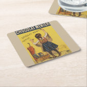 Dessous-de-verre Carré En Papier Chocolat Menier Petite fille Mur écriture (Incliné)