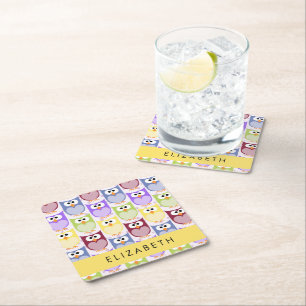 Dessous-de-verre Carré En Papier Chouettes mignonnes, Chouette Motif, Chouettes col