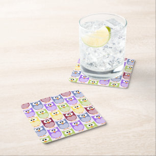 Dessous-de-verre Carré En Papier Chouettes mignonnes, Chouette Motif, Chouettes pou