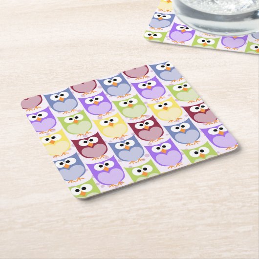 Dessous-de-verre Carré En Papier Chouettes mignonnes, Chouette Motif, Chouettes pou (Incliné)