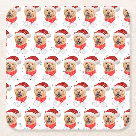 Dessous-de-verre Carré En Papier Chow Chow Chow Motif de Noël (Devant)