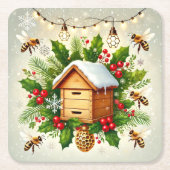 Dessous-de-verre Carré En Papier Christmas Beekeeping (Devant)