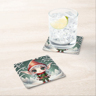 Dessous-de-verre Carré En Papier Christmas Elf
