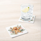 Dessous-de-verre Carré En Papier Christmas Gingerbread Man (En situation)