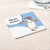 Dessous-de-verre Carré En Papier Christmas Happy Penguin dit (Incliné)