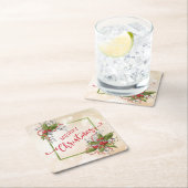 Dessous-de-verre Carré En Papier Christmas Holly Branch (En situation)