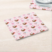 Dessous-de-verre Carré En Papier Christmas Hot Cocoa Pattern (Incliné)