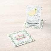 Dessous-de-verre Carré En Papier Christmas Mahjong Crest | Monogram (En situation)