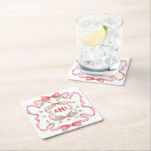 Dessous-de-verre Carré En Papier Christmas Mahjong | Monogram (En situation)