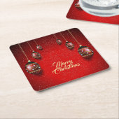 Dessous-de-verre Carré En Papier Christmas Party Golden Red Winter Elegant (Incliné)