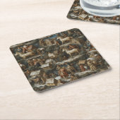 Dessous-de-verre Carré En Papier Christmas Pattern • Bruegel Style Paper Coaster (Incliné)
