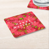 Dessous-de-verre Carré En Papier Christmas Poinsettia Red (Incliné)