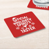 Dessous-de-verre Carré En Papier Christmas quote funny party spirits taster red (Incliné)
