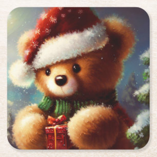 Dessous-de-verre Carré En Papier Christmas Teddy Bear 2